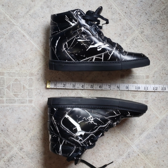 BALENCIAGA SPLAT HIGH TOP LEATHER SNEAKERS - Picture 15 of 16